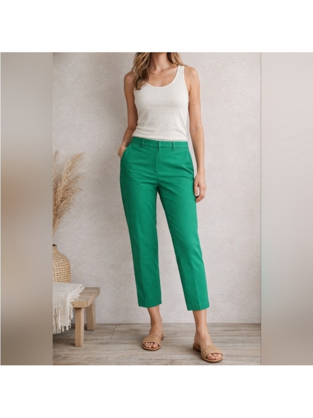 Boden Green Straight Leg Ankle Trousers Women's 6R Pants